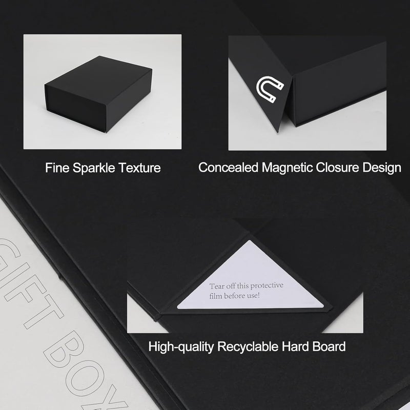 Ditwis 4 Pack 10.5x7.5x3.1 Inches Gift Boxes with Magnetic Closure Lids, Black Magnetic Box for Wedding, Groomsmen Bridesmaid Proposal, Birthdays, Mother's Day - Image 5